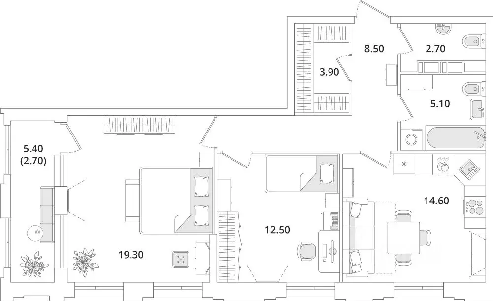 2-к кв. Санкт-Петербург Планерная ул., 99 (68.7 м) - Фото 1