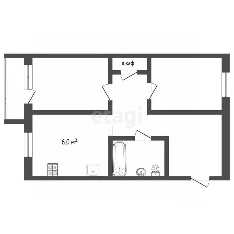 2-к кв. Архангельская область, Архангельск ул. Розы Люксембург, 12 ... - Фото 1