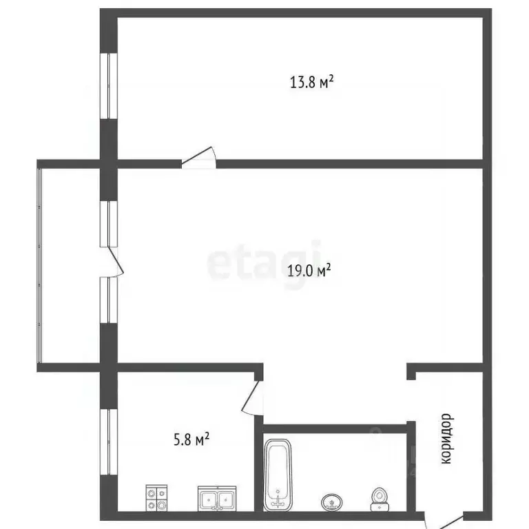 2-к кв. Челябинская область, Челябинск Сухумский пер., 3 (42.9 м) - Фото 2