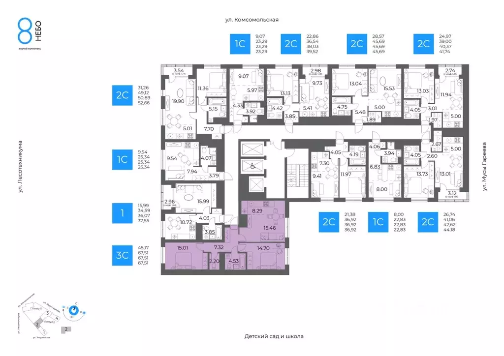 3-к кв. Башкортостан, Уфа Глумилино-1 мкр, 8-е Небо жилой комплекс ... - Фото 2