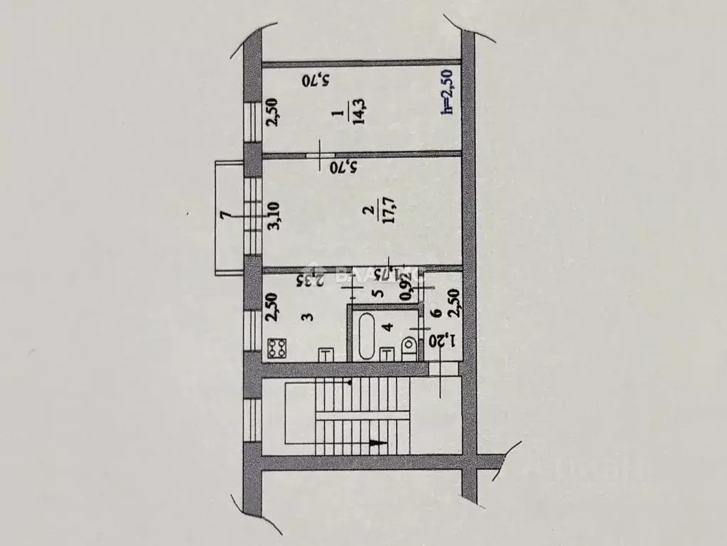 2-к кв. Пензенская область, Пенза ул. Германа Титова, 6 (45.6 м) - Фото 2