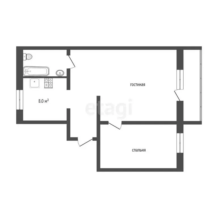 2-комнатная квартира: Ишим, улица Республики, 11 (43 м) - Фото 0