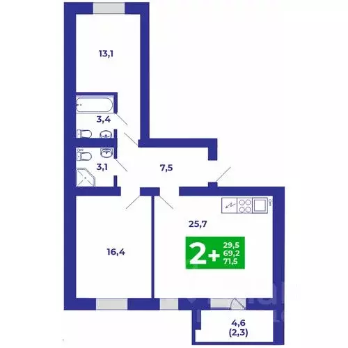 3-к кв. Башкортостан, Стерлитамакский район, Отрадовский сельсовет, с. ... - Фото 1