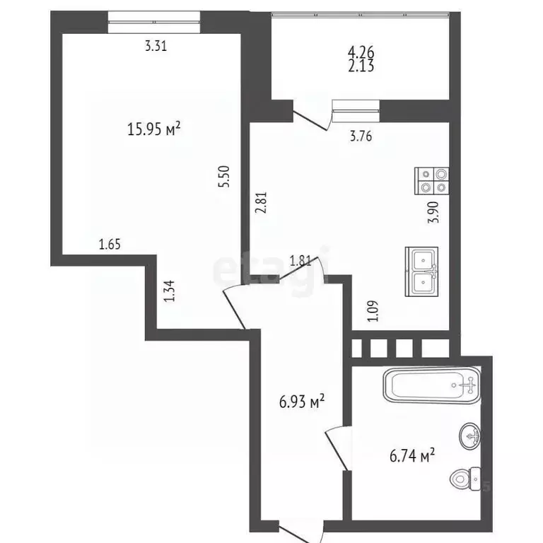 1-к кв. Самарская область, Самара просека 7-я, 94 (44.3 м) - Фото 2