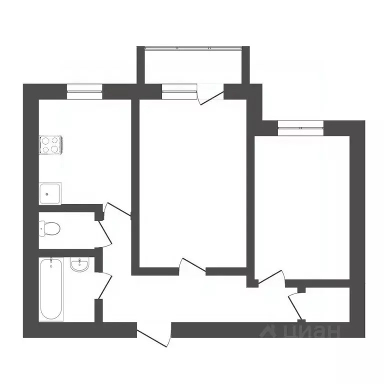 2-к кв. Тюменская область, Тобольск 7-й мкр, 8 (51.2 м) - Фото 1