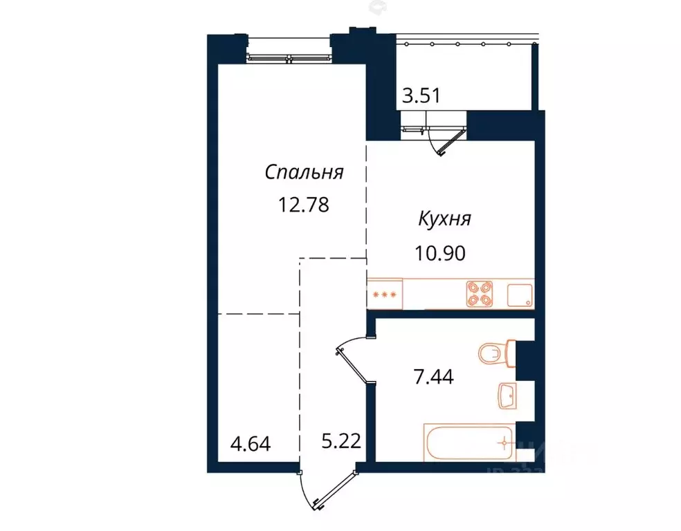 1-к кв. Иркутская область, Иркутск ул. Юрия Левитанского, 12/1 (44.9 ... - Фото 2