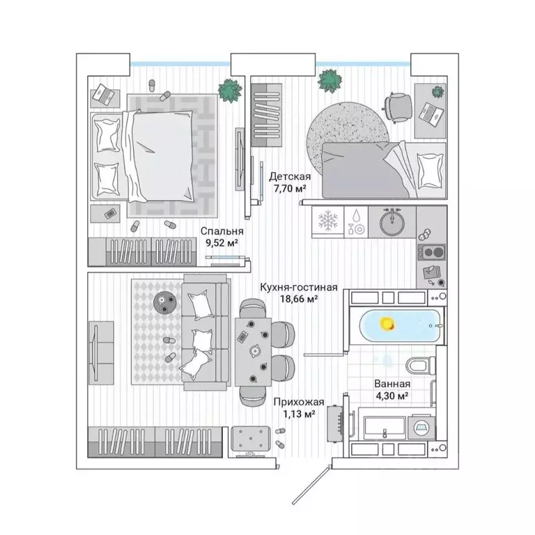2-к кв. Приморский край, Владивосток Гринвуд жилой комплекс (42.2 м) - Фото 1
