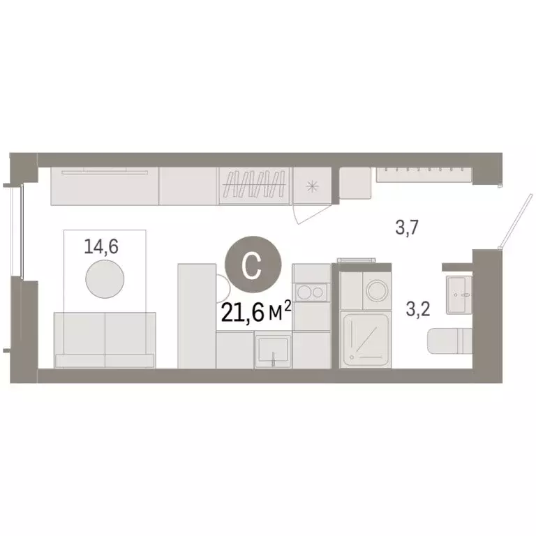 Квартира-студия: Новосибирск, Большевистская улица, 66 (21.55 м) - Фото 2