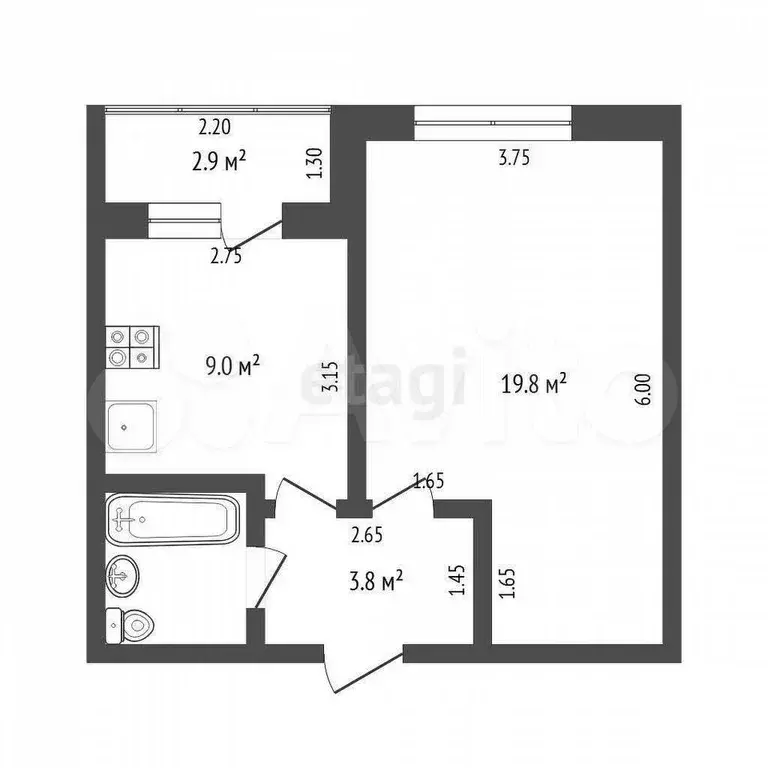 1-к. квартира, 36 м, 1/5 эт. - Фото 0