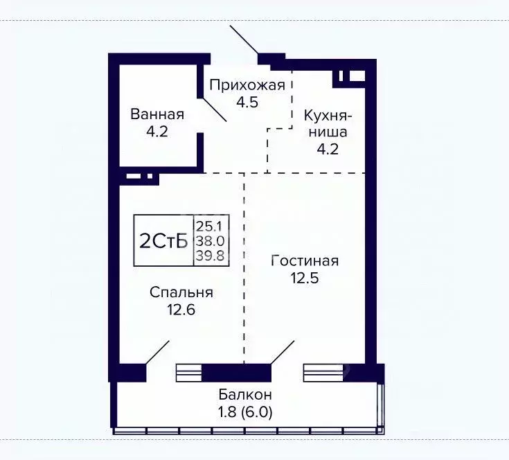 1-к кв. Новосибирская область, Новосибирск ул. Фрунзе, 220 (39.8 м) - Фото 0