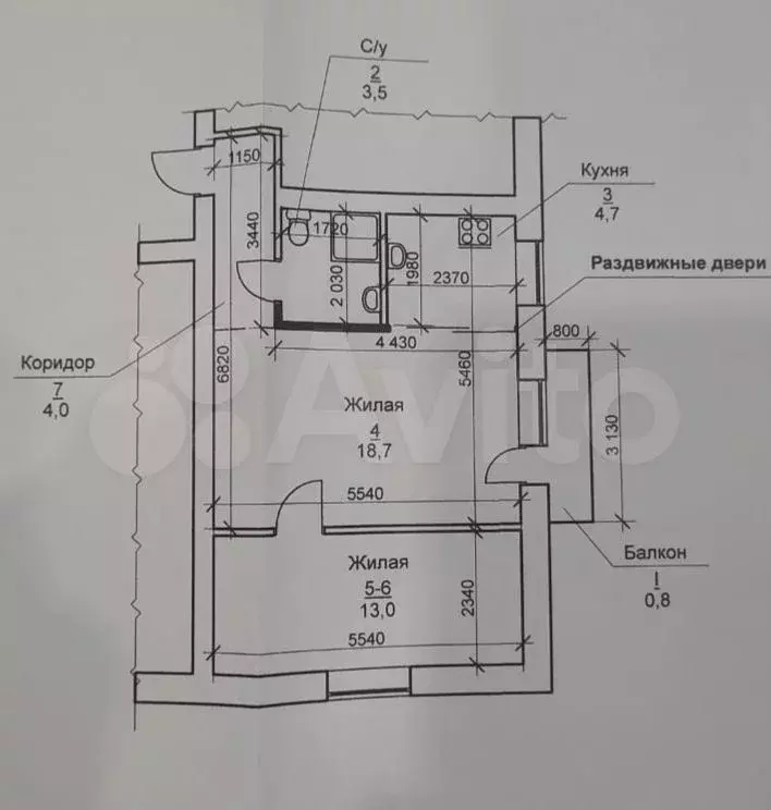 2-к. квартира, 44,9 м, 4/4 эт. - Фото 0