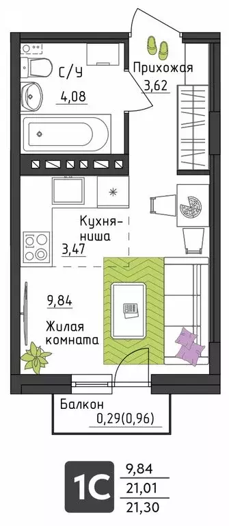 Квартира-студия: Пермь, Верхне-Вишерская улица, 40 (21.3 м) - Фото 0
