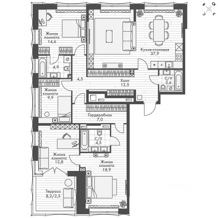 4-к кв. Нижегородская область, Нижний Новгород Черниговская ул. (133.6 ... - Фото 2