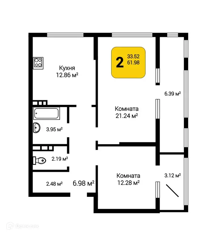 Продаётся 2-к квартира, 64.84 м - Фото 0