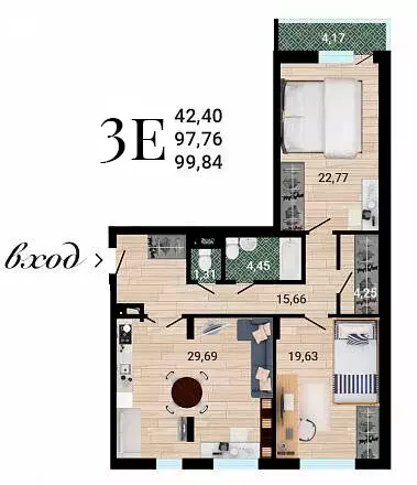 3-комнатная квартира: Воронеж, улица МОПРа, 3 (100.4 м) - Фото 0