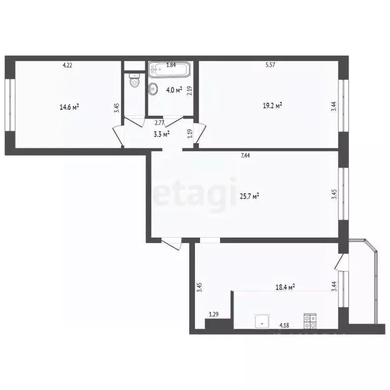 3-к кв. Тюменская область, Тюмень ул. Монтажников, 42А (86.9 м) - Фото 1
