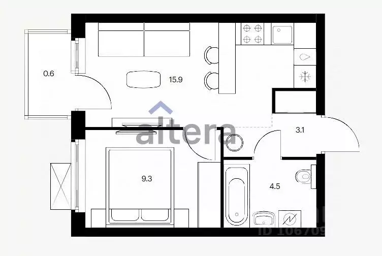 1-к кв. Татарстан, Казань ул. Анаса Тазетдинова, 7к4 (33.4 м) - Фото 2