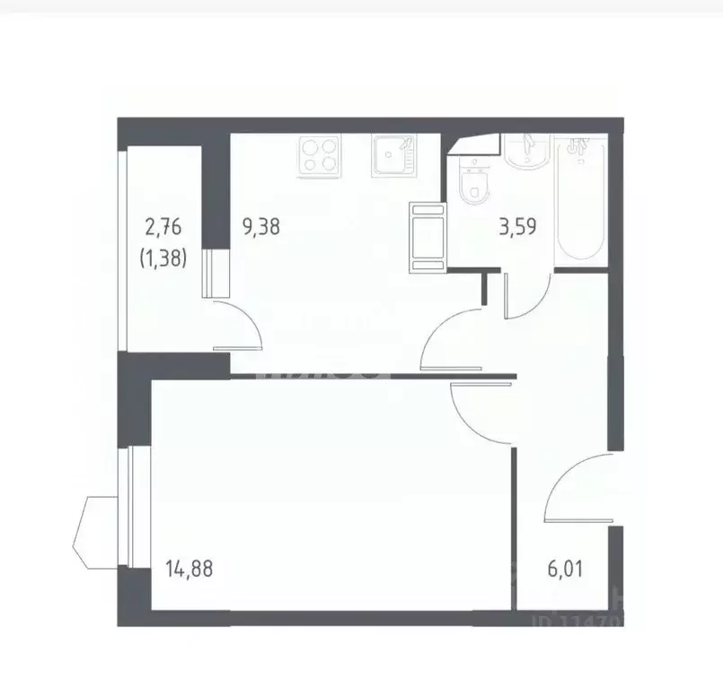 1-к кв. Московская область, Ленинский городской округ, Мисайлово пгт, ... - Фото 2