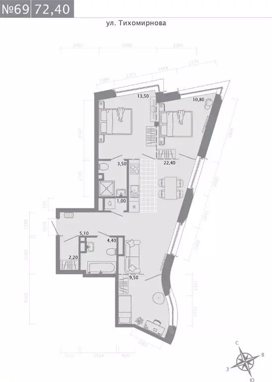 3-к кв. Татарстан, Казань ул. Калинина, 1Б (72.4 м) - Фото 0