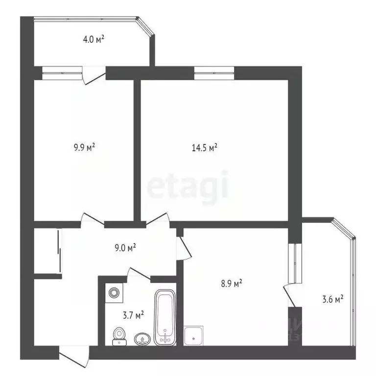 2-к кв. Амурская область, Благовещенск ул. Ломоносова, 249 (48.2 м) - Фото 1