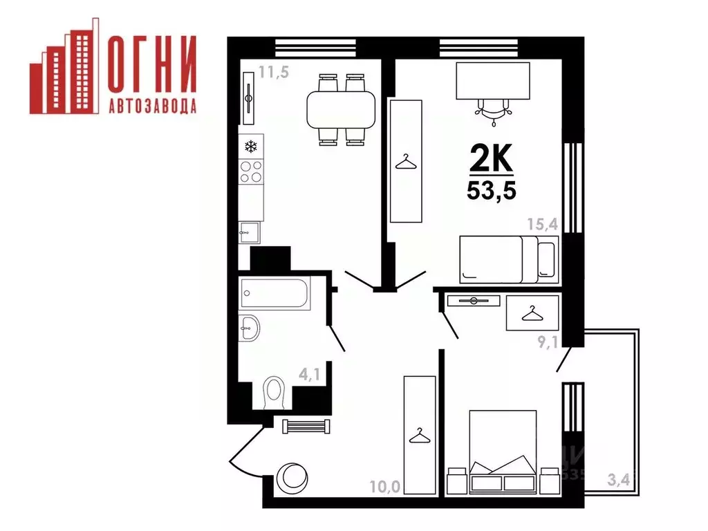 2-к кв. Нижегородская область, Нижний Новгород Коломенская ул., 8к4 ... - Фото 1