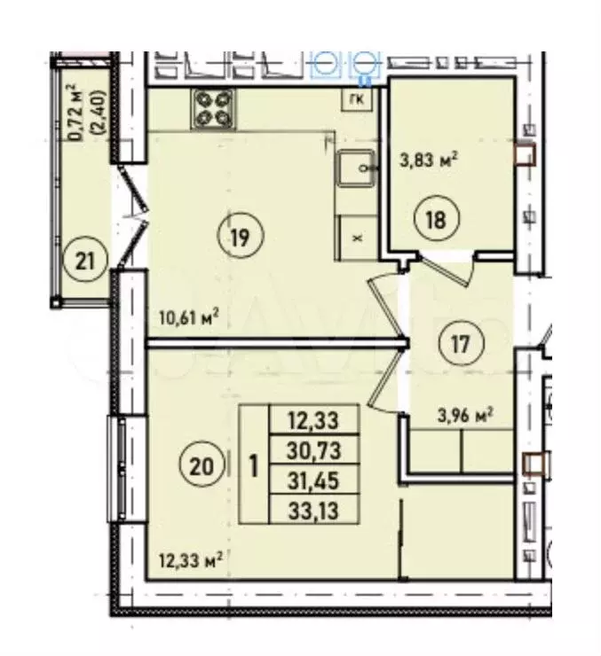 1-к. квартира, 32 м, 5/7 эт. - Фото 1