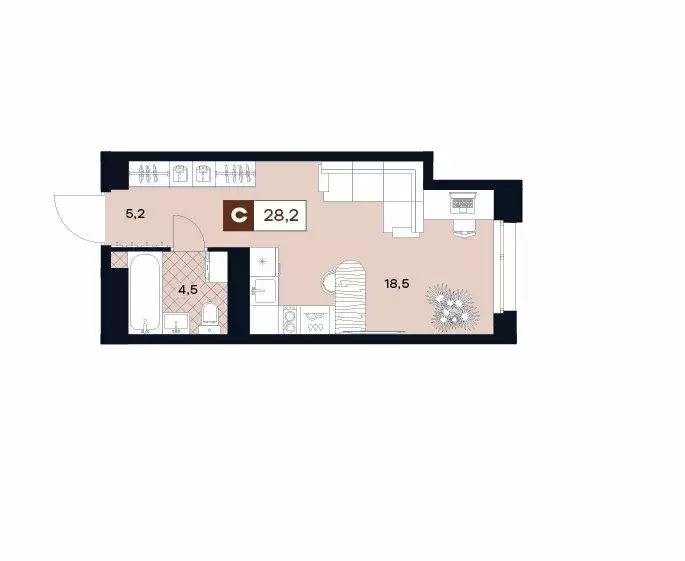 Квартира-студия: Москва, Лодочная улица, 27к2 (28.2 м) - Фото 0