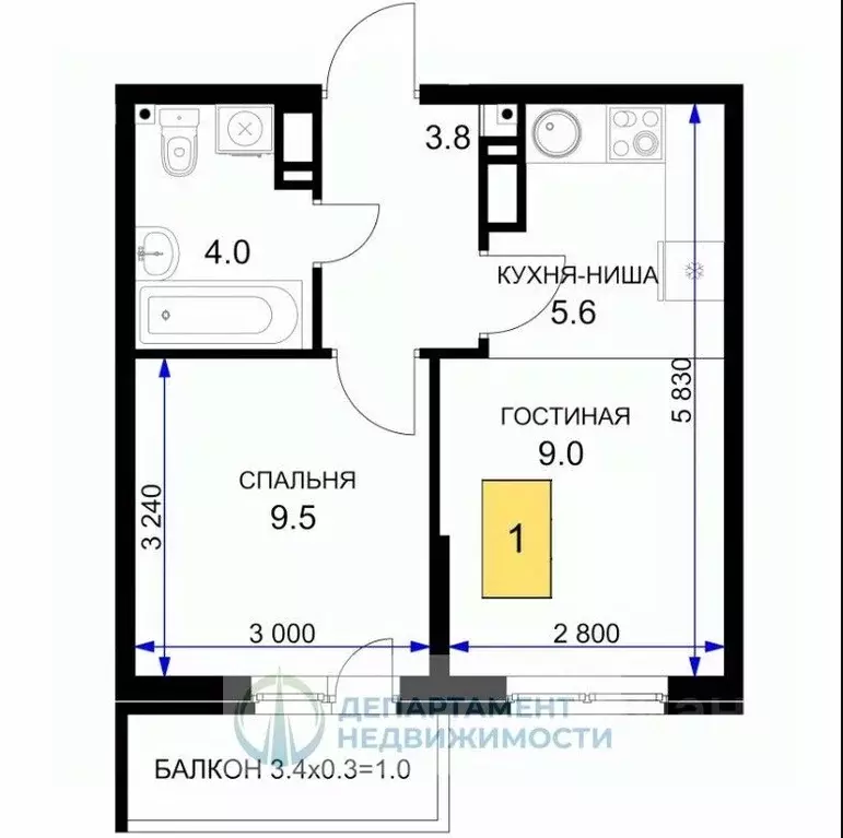 1-к кв. краснодарский край, краснодар ул. имени героя ростовского, 8к1 . - Фото 1