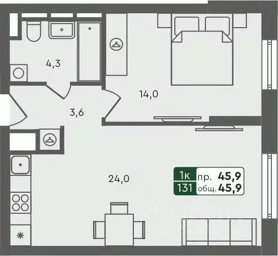 1-к кв. Курганская область, Курган Заозерный жилрайон, 6А мкр, 25/4 ... - Фото 0