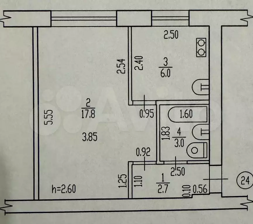 1-к. квартира, 29,5 м, 1/5 эт. - Фото 0