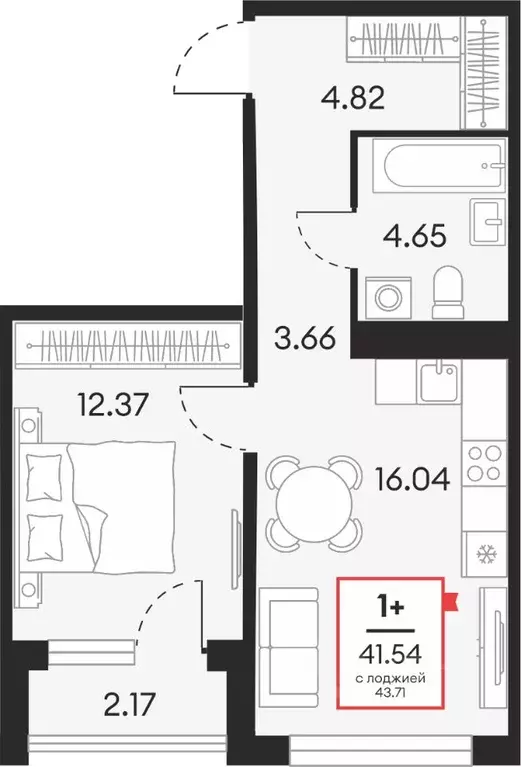 1-к кв. Ханты-Мансийский АО, Сургут 37-й мкр,  (41.54 м) - Фото 1