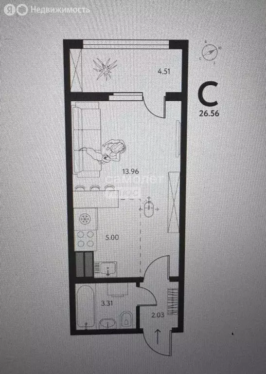 Квартира-студия: Липецк, улица Перова, 2Д (26.56 м) - Фото 1
