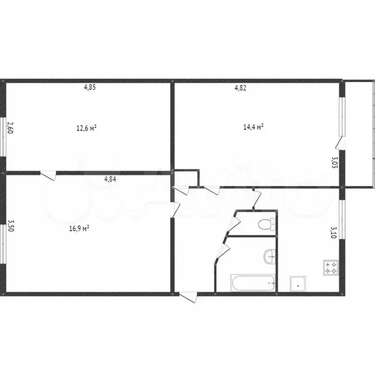 3-к. квартира, 62 м, 3/5 эт. - Фото 0