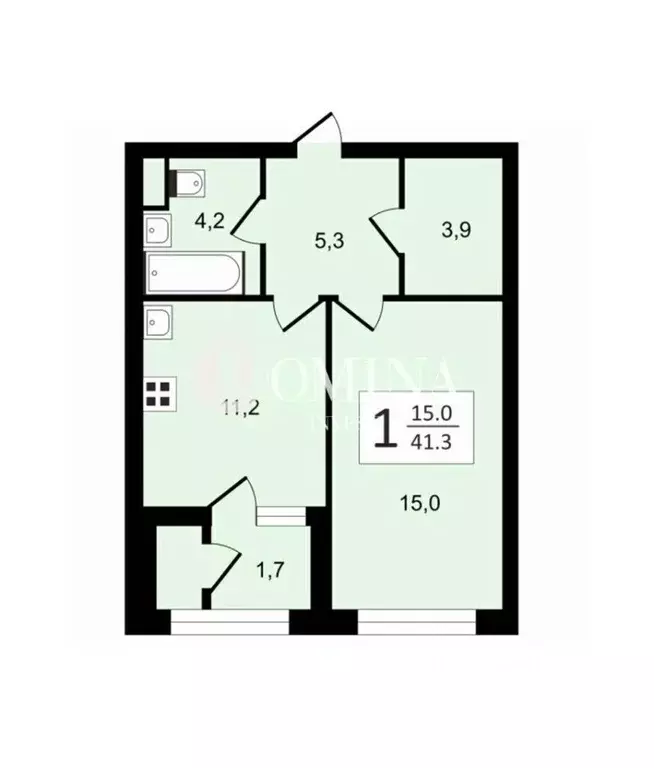 1-к кв. Москва Строительный проезд, 9к1 (41.0 м) - Фото 2