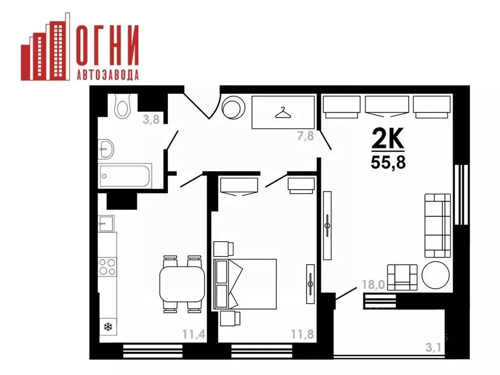 2-к кв. Нижегородская область, Нижний Новгород Коломенская ул., 8к4 ... - Фото 1