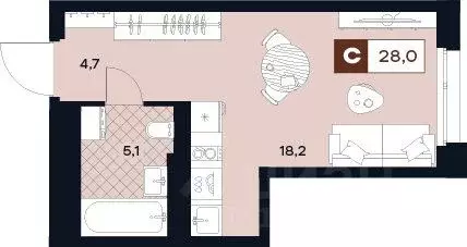 Студия Москва Лодочная ул., 27К2 (28.0 м) - Фото 0