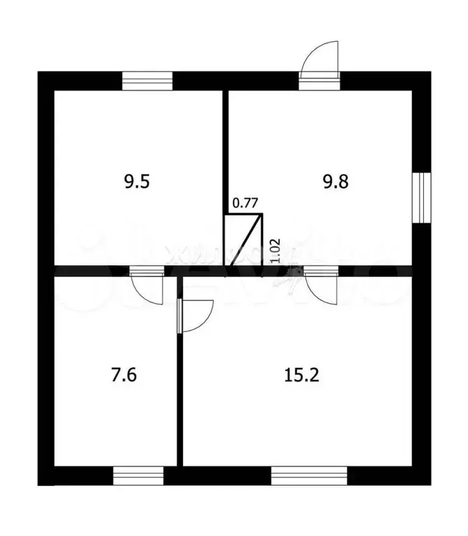 3-к. квартира, 42 м, 1/1 эт. - Фото 0