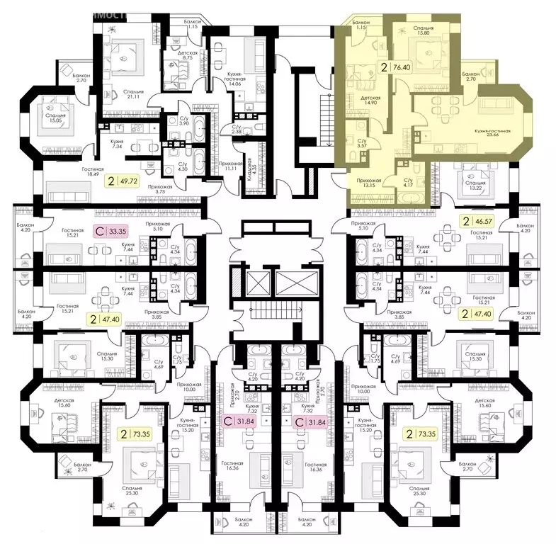 2-комнатная квартира: Тверь, жилой комплекс Урбан Парк (76.4 м) - Фото 1