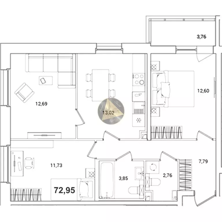 3-к кв. Санкт-Петербург ш. Суздальское, 18к2 (72.95 м) - Фото 2