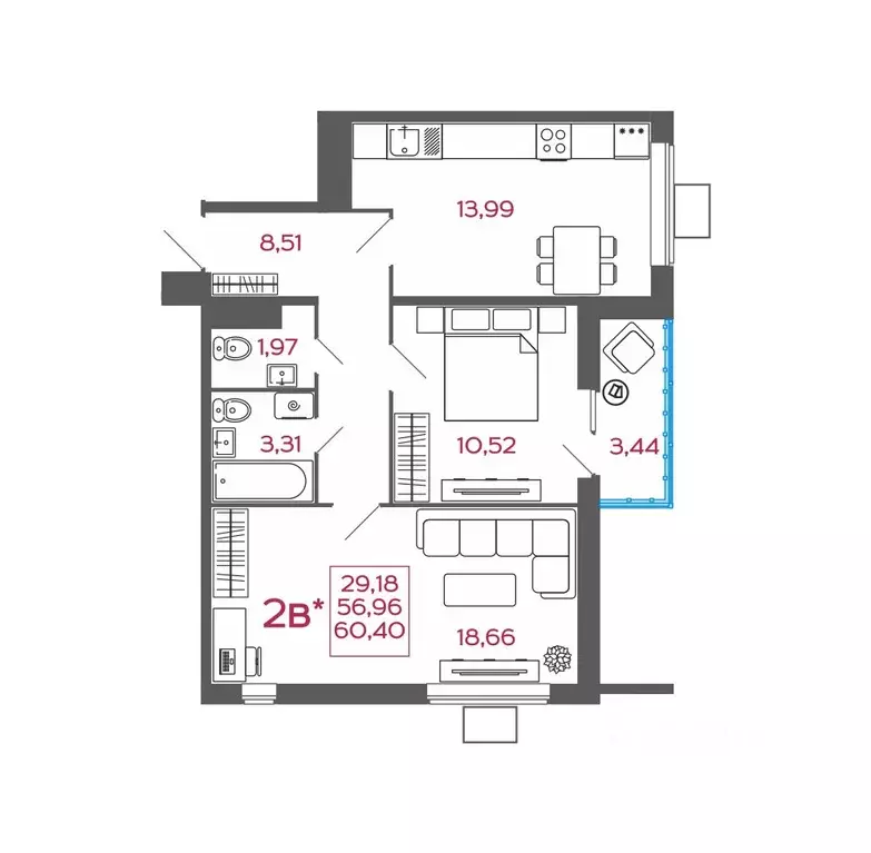 2-к кв. Пензенская область, Пенза ул. Баталина, 31 (60.4 м) - Фото 1