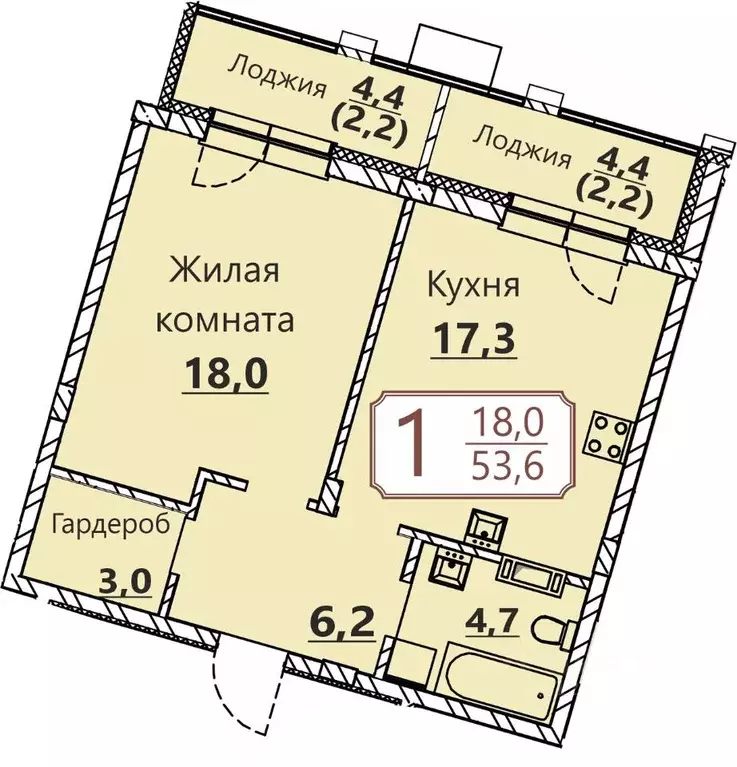 1-к кв. Чувашия, Чебоксары ул. Герцена, поз3 (53.6 м) - Фото 0