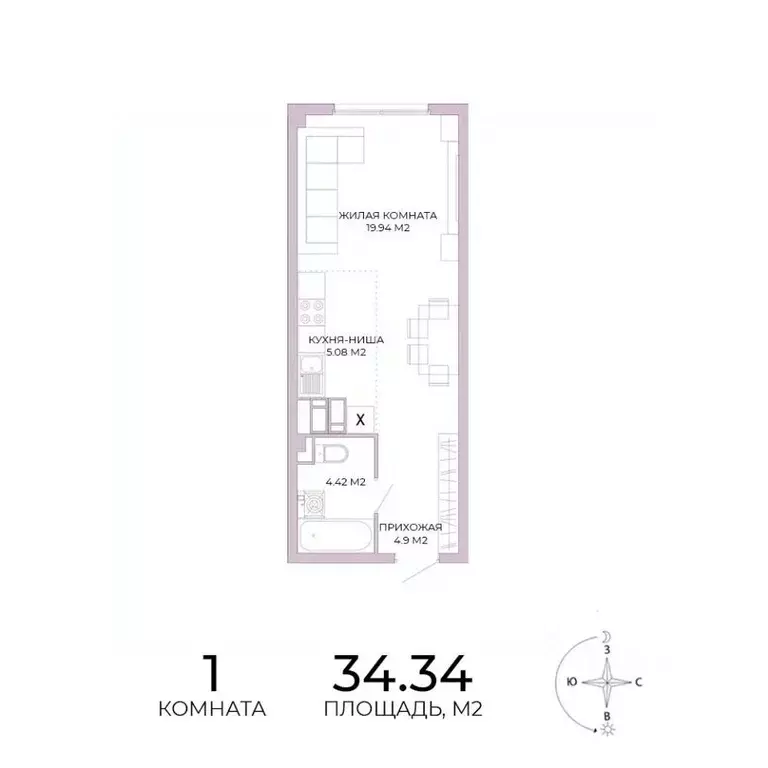 1-к кв. Пензенская область, Пенза Побочинская ул., с18 (34.34 м) - Фото 0