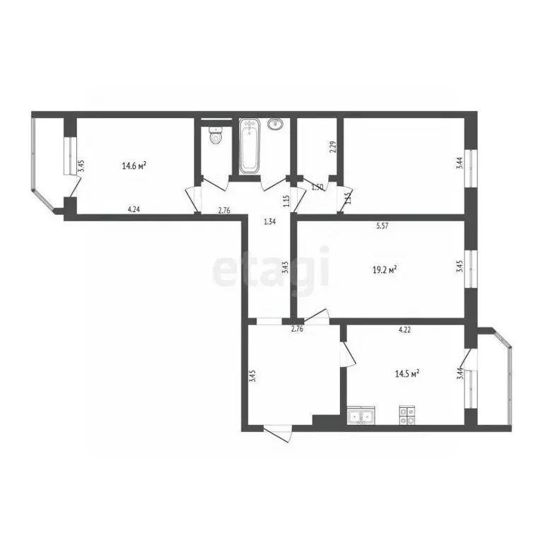 3-к кв. Тюменская область, Тюмень ул. Бориса Опрокиднева, 12 (89.9 м) - Фото 2