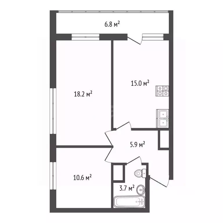 2-к кв. Санкт-Петербург Глухарская ул., 26 (52.2 м) - Фото 1