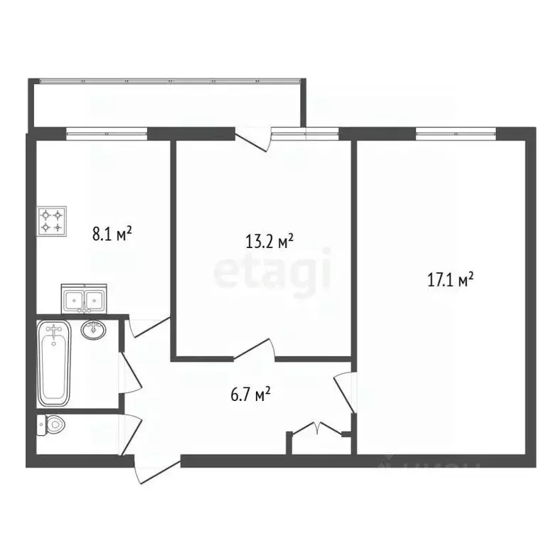 2-к кв. Санкт-Петербург Витебский просп., 49к1 (48.3 м) - Фото 2