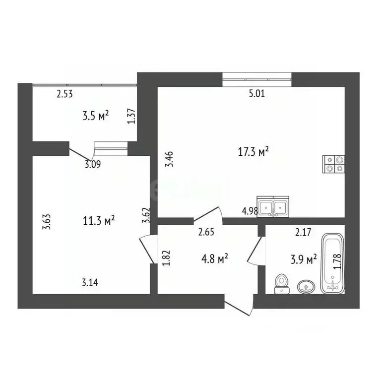 1-к кв. Башкортостан, Стерлитамак ул. Артема, 64 (37.3 м) - Фото 2