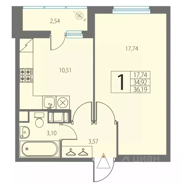 1-к кв. Ленинградская область, Всеволожский район, Заневское городское ... - Фото 2
