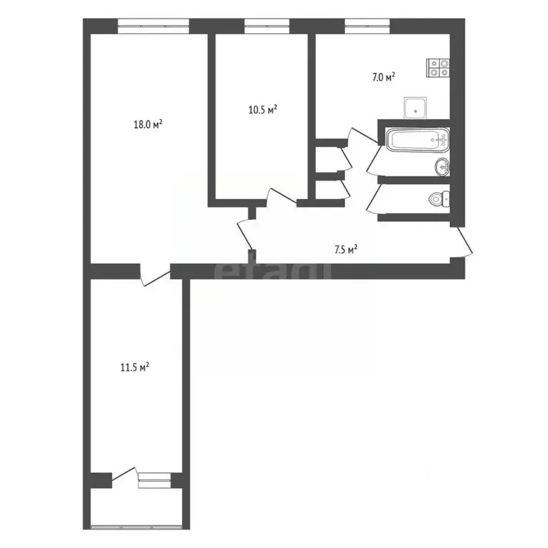 3-к кв. Ярославская область, Ярославль ул. Ухтомского, 23 (58.5 м) - Фото 2