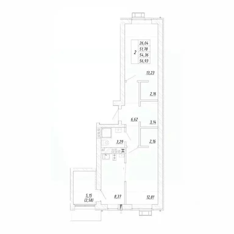 2-к кв. Калининградская область, Зеленоградск  (56.93 м) - Фото 1