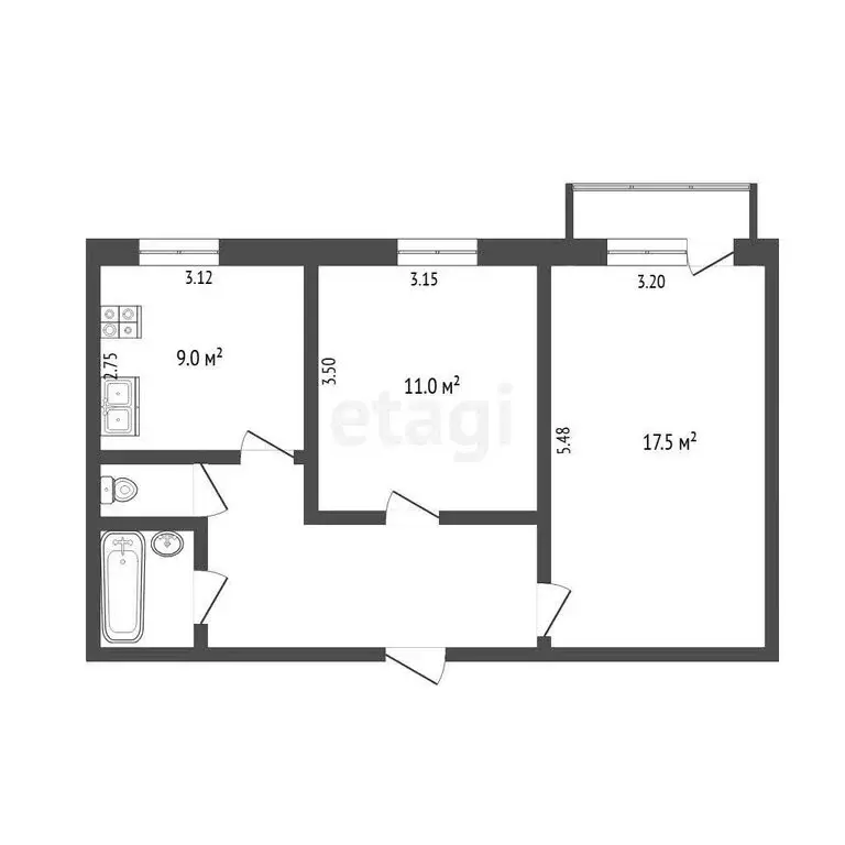 2-комнатная квартира: Белгород, бульвар Юности, 21к1 (51.7 м) - Фото 1